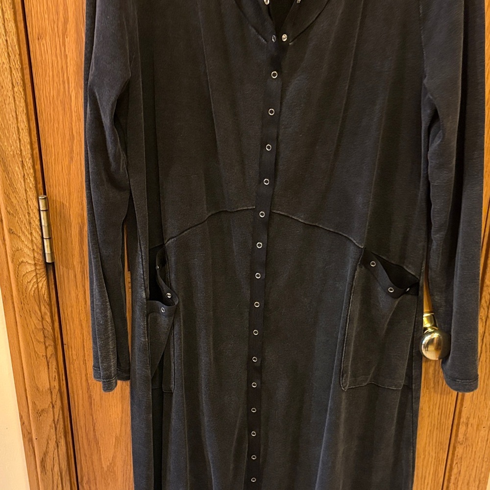 Soft Surroundings Washed Black Buttoned Duster or Dress - Picture 10 of 16